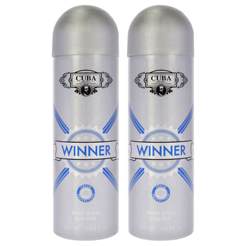 Cuba Winner by Cuba for Men - 6.6 oz Body Spray - Pack of 2
