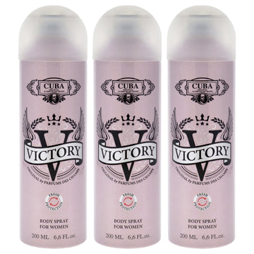 Victory by Cuba for Women - 6.6 oz Body Spray - Pack of 3