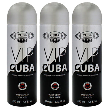 VIP by Cuba for Men - 6.6 oz Body Spray - Pack of 3