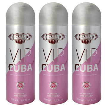 VIP by Cuba for Women - 6.6 oz Body Spray - Pack of 3
