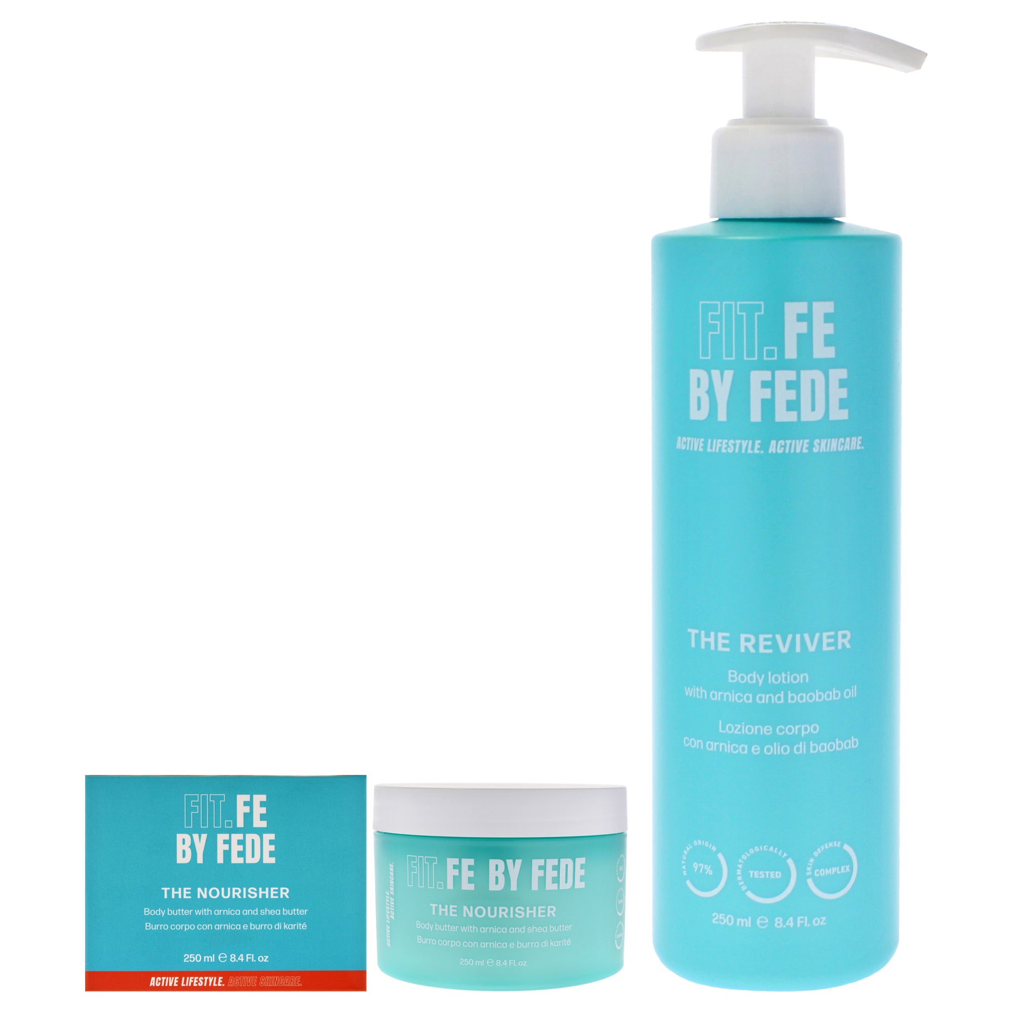 Fit.Fe By Fede kit by Fit.Fe By Fede for Women - 2 Pc Kit 8.4oz The Reviver Body Lotion, 8.4oz The Nourisher Body Butter