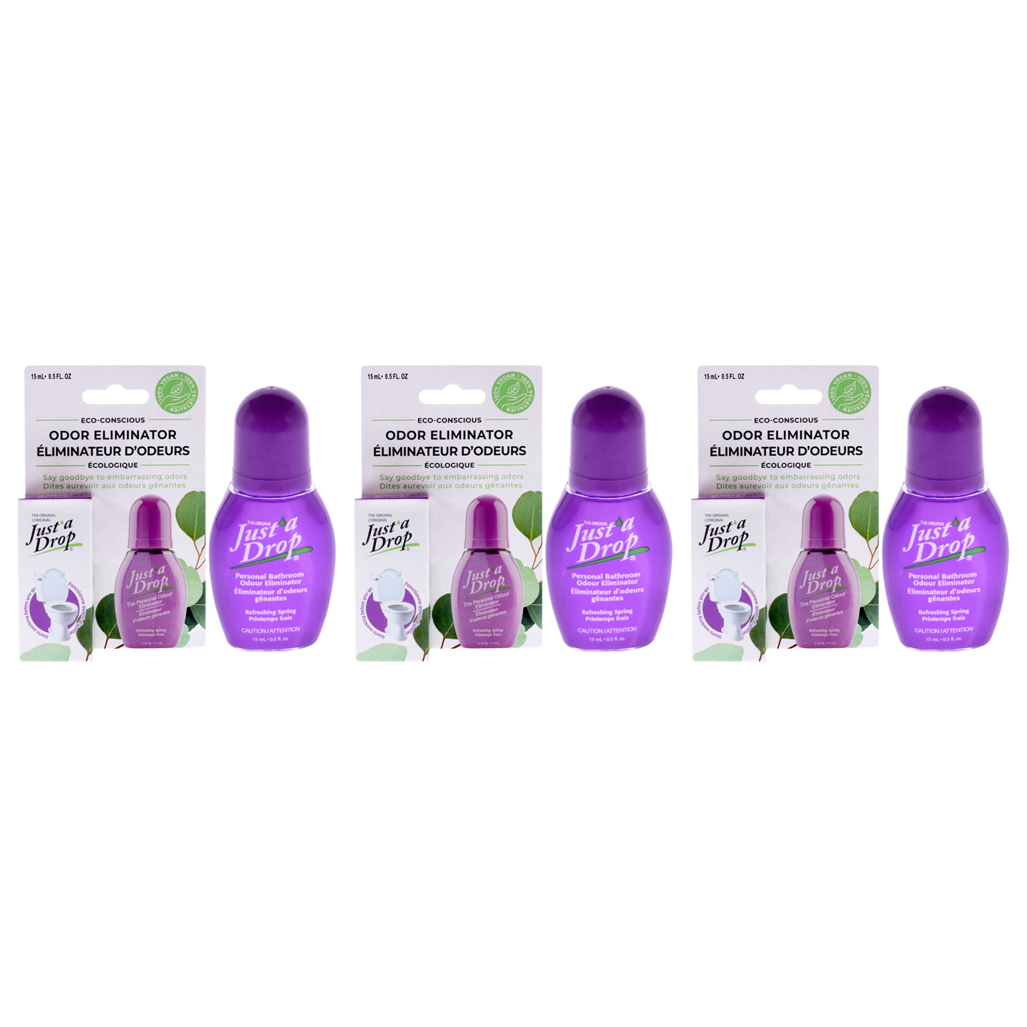Just a Drop Odor Eliminator - Refreshing Spring by Prelam for Unisex - 0.5 oz Drops - Pack of 3