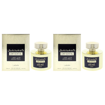 Confidential - Private Gold - Pack of 2 by Lattafa for Unisex - 3.4 oz EDP Spray