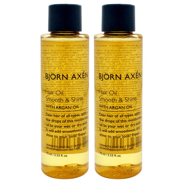 Hair Oil Smooth and Shine - Argan Oil by Bjorn Axen for Unisex - 2.53 oz Oil  - Pack of 2