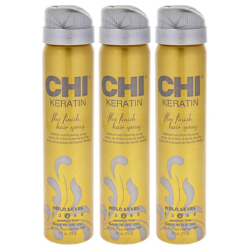 Keratin Flex Finish Hair Spray by CHI for Unisex - 2.6 oz Hair Spray  - Pack of 3