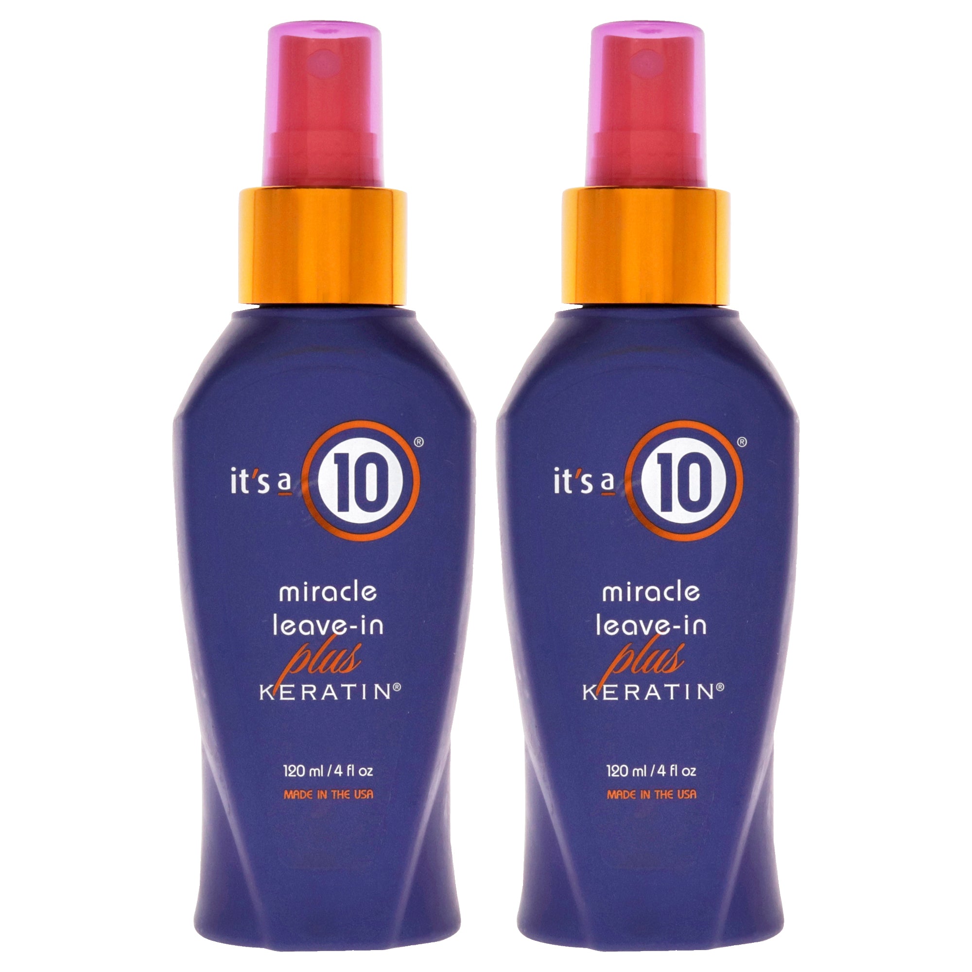 Miracle Leave In Plus Keratin by Its A 10 for Unisex - 4 oz Hair Spray - Pack of 2