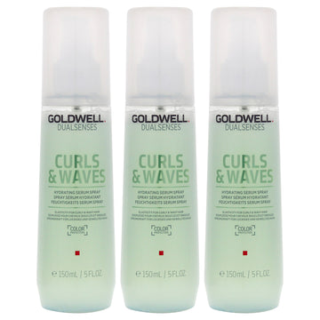 Dualsenses Curls and Waves Hydrating Serum Spray by Goldwell for Women - 5 oz Serum - Pack of 3
