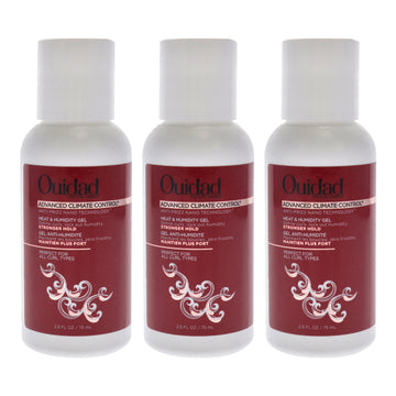 Advanced Climate Control Heat and Humidity Gel - Stronger Hold by Ouidad for Unisex - 2.5 oz Gel - Pack of 3