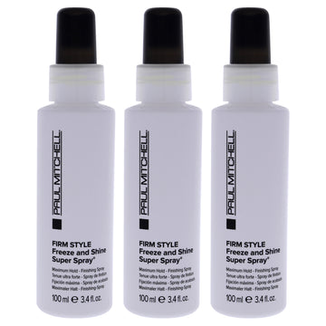 Firm Style Freeze and Shine Super Spray by Paul Mitchell for Unisex - 3.4 oz Hair Spray - Pack of 3