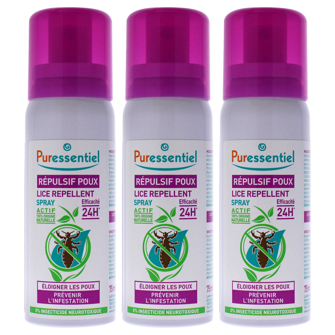Anti-Lice Repellent Spray by Puressentiel for Unisex - 2.54 oz Lice Treatment - Pack of 3