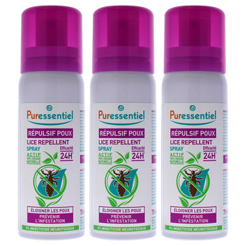 Anti-Lice Repellent Spray by Puressentiel for Unisex - 2.54 oz Lice Treatment - Pack of 3