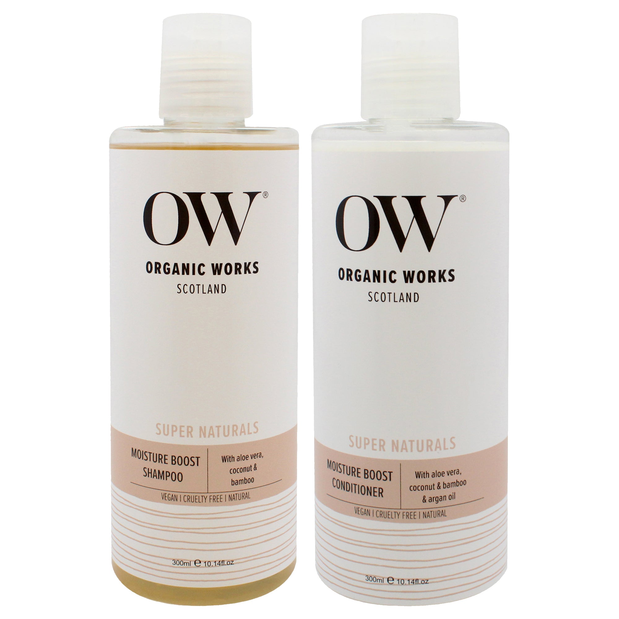 Super Naturals Moisture Boost Kit by Organic Works for Unisex - 2 Pc Kit 10.1oz Shampoo, 10.1oz Conditioner