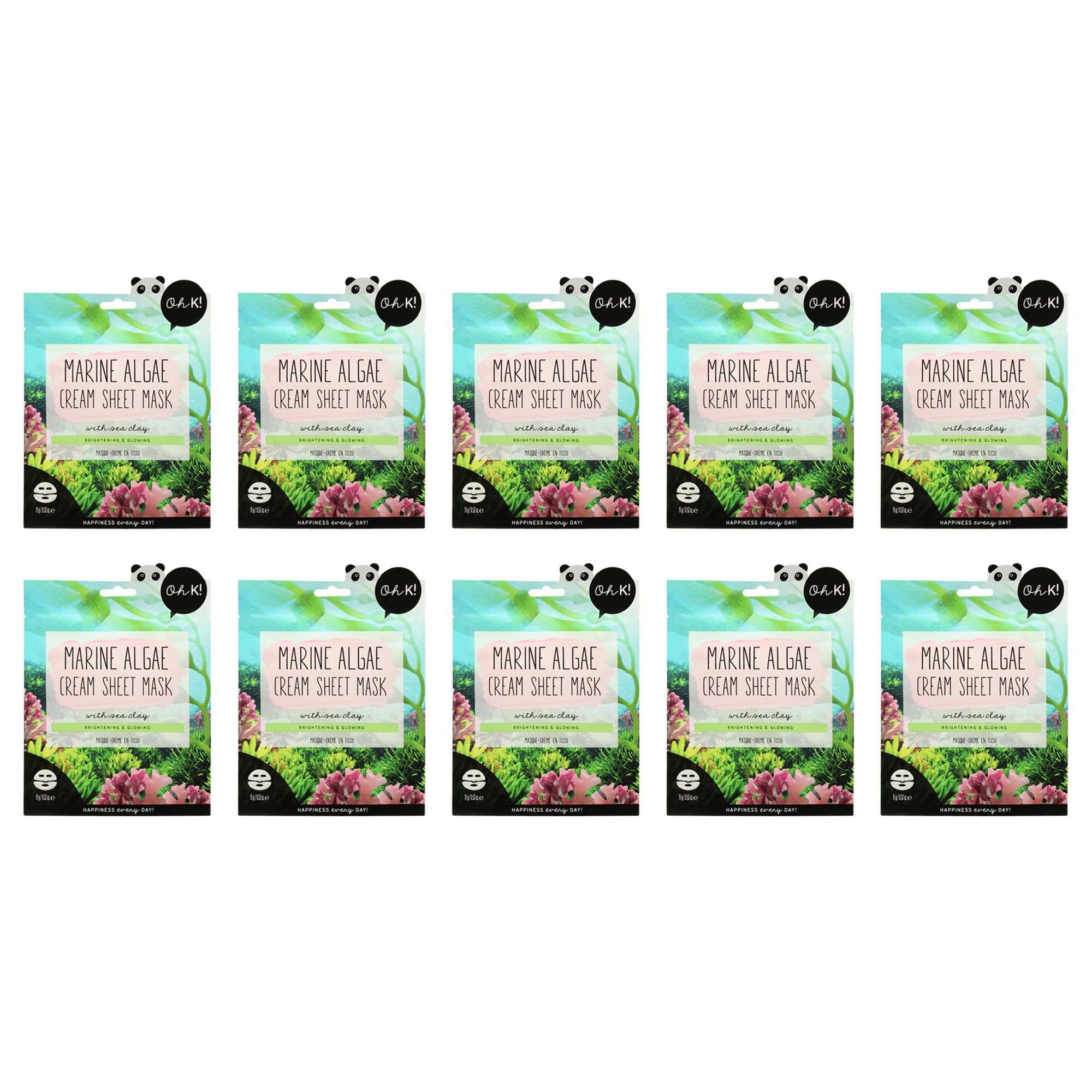 Cream Sheet Mask - Marine Algae by Oh K! for Unisex - 1 Pc Mask - Pack of 10