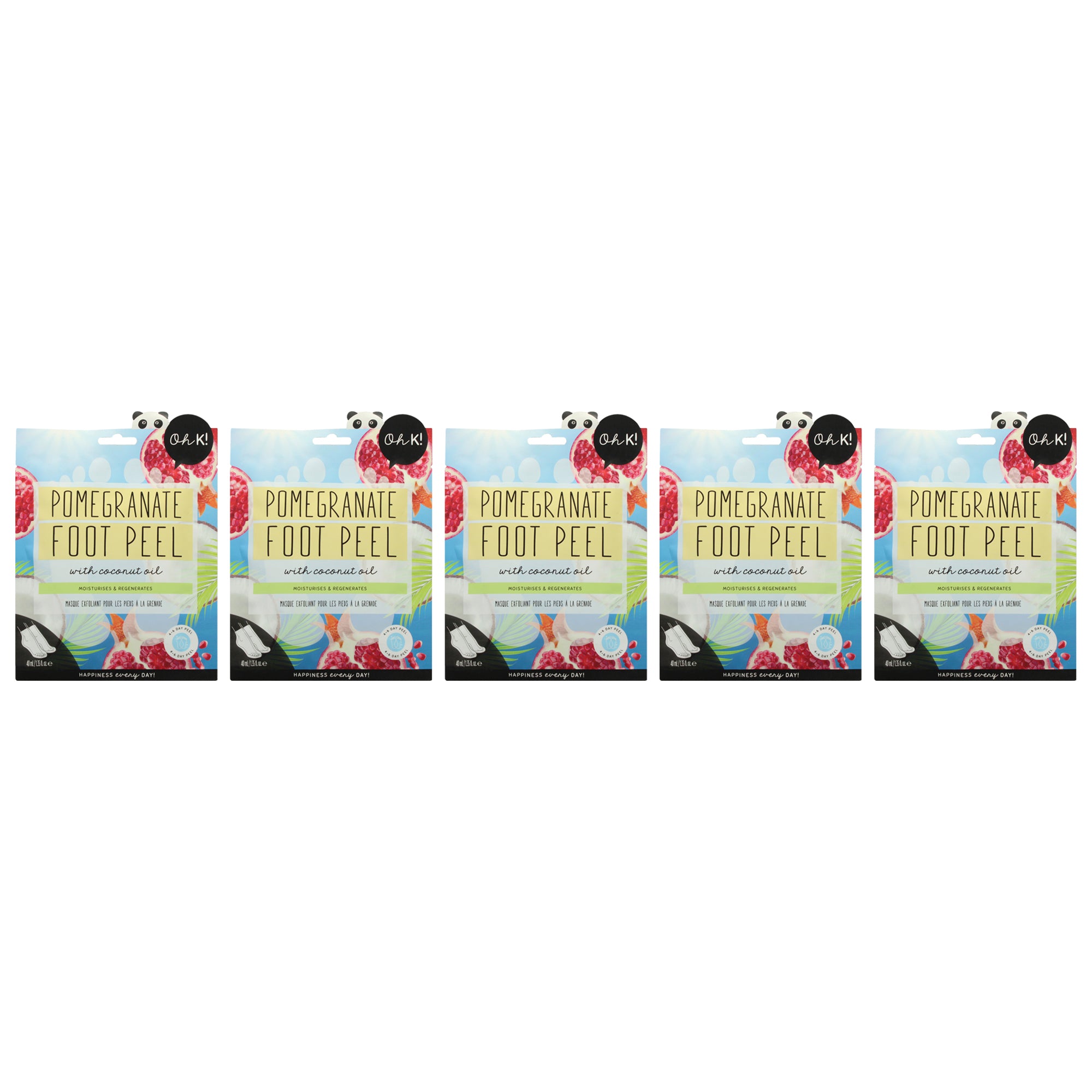 Foot Peel Mask - Pomegranate by Oh K! for Unisex - 1 Pair Mask - Pack of 5