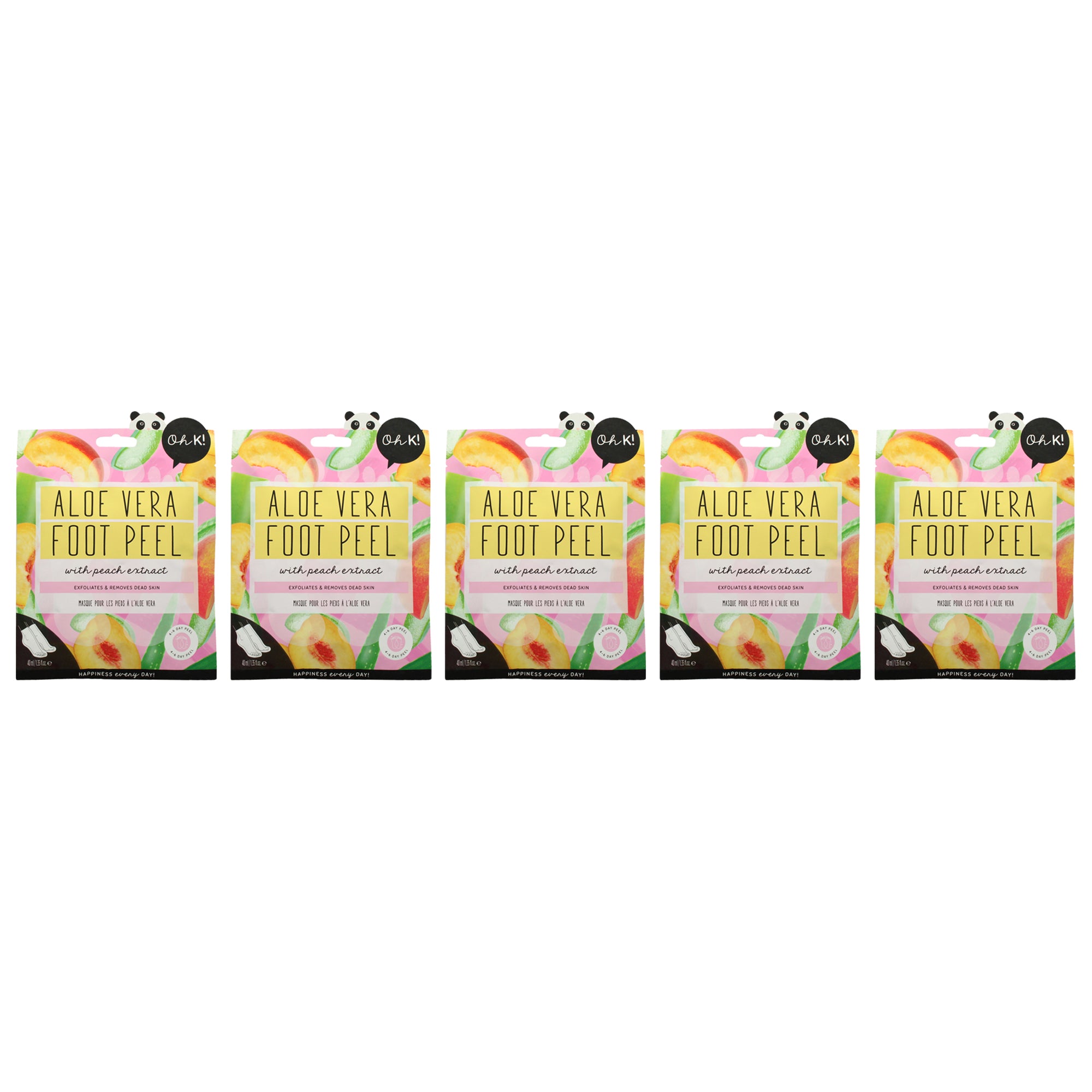 Jelly Foot Peel - Aloe Vera by Oh K! for Unisex - 1 Pair Mask - Pack of 5