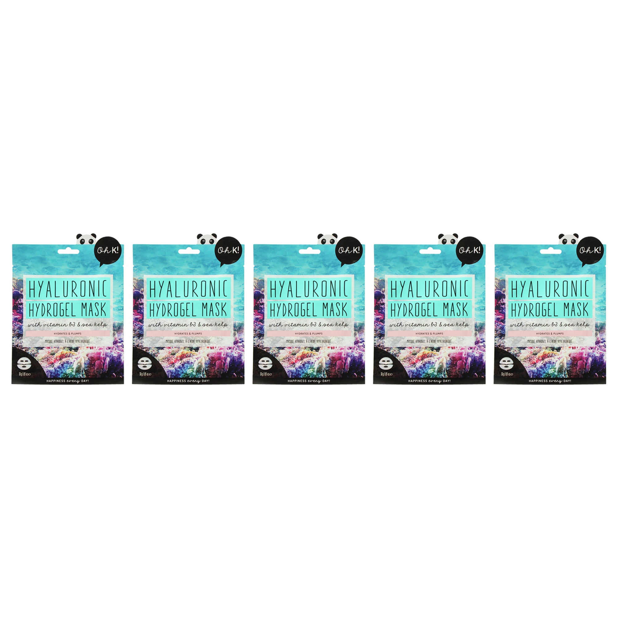 Hydrogel Sheet Mask - Hyaluronic by Oh K! for Unisex - 1 Pc Mask - Pack of 5