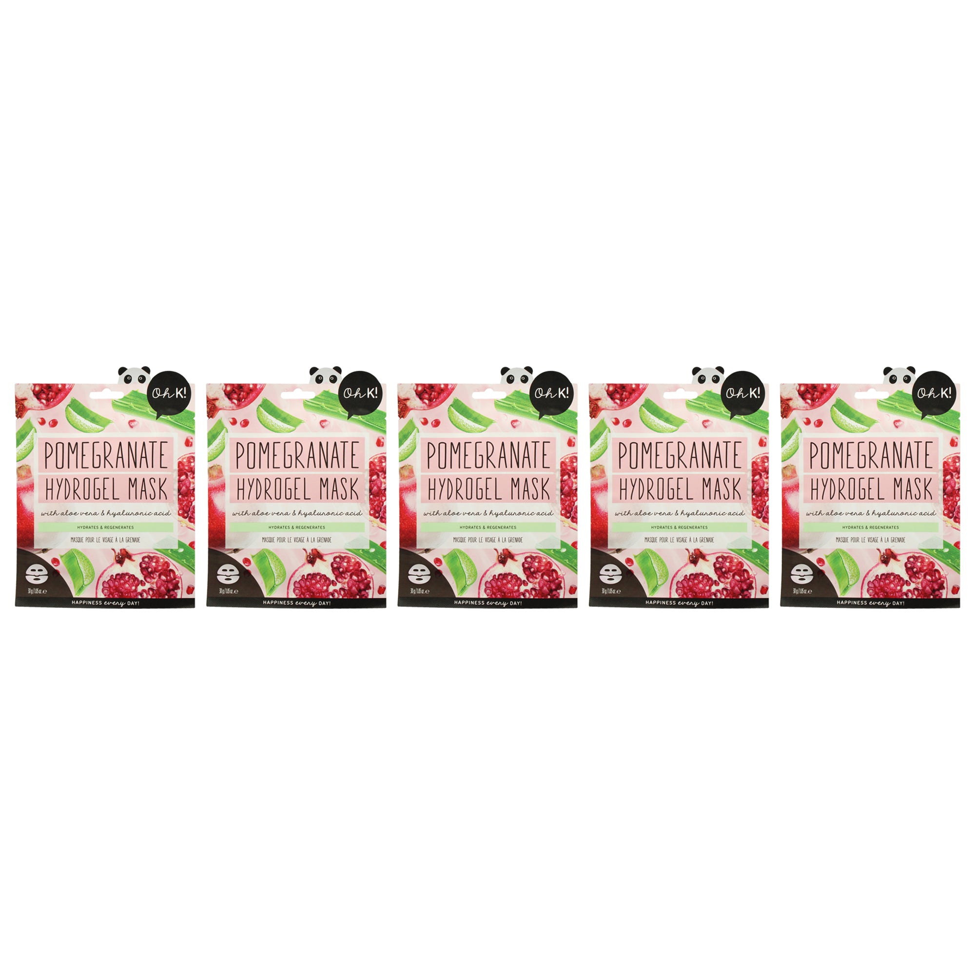 Hydrogel Sheet Mask - Pomegranate by Oh K! for Unisex - 1 Pc Mask - Pack of 5