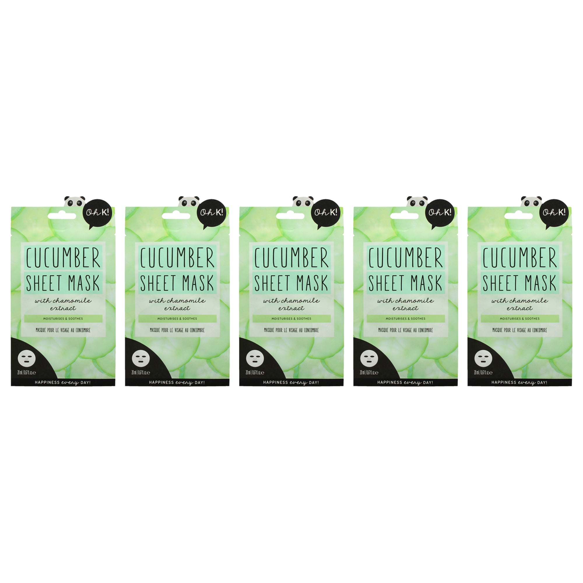 Sheet Mask - Cucumber by Oh K! for Unisex - 1 Pc Mask - Pack of 5