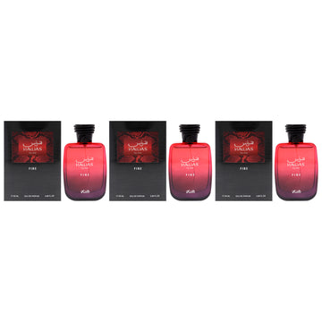 Hawas Fire by Rasasi for Men - 3.38 oz EDP Spray - Pack of 3