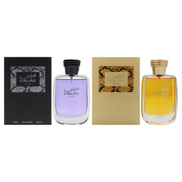 Hawas Kit by Rasasi for Unisex - 2 Pc Kit 3.38oz Hawas EDP Spray, 3.38oz Hawas EDP Spray