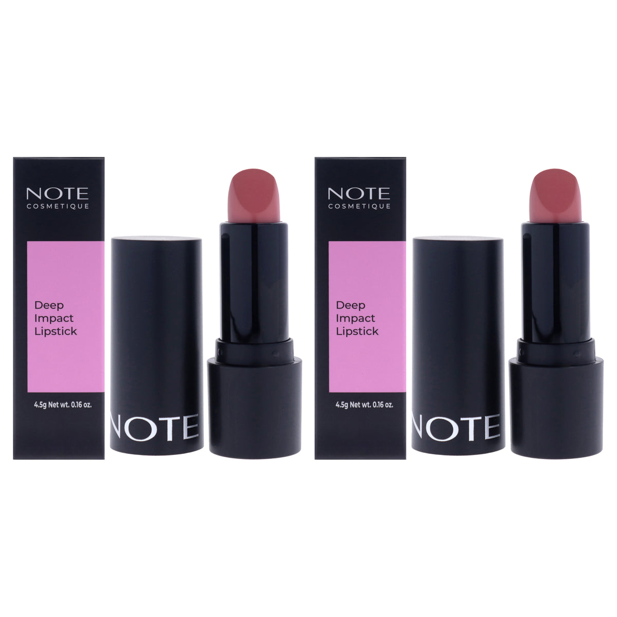 Deep Impact Lipstick - 02 Optimist Rose by Note Cosmetique for Women - 0.16 oz Lipstick - Pack of 2