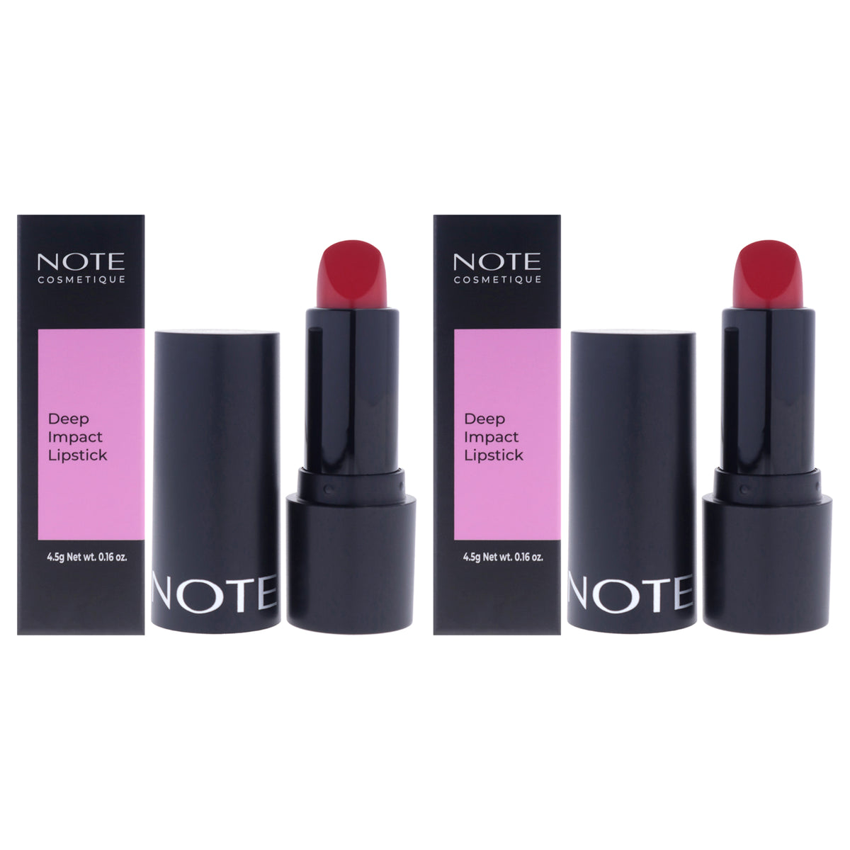 Deep Impact Lipstick - 13 Impressive Red by Note Cosmetique for Women - 0.16 oz Lipstick - Pack of 2