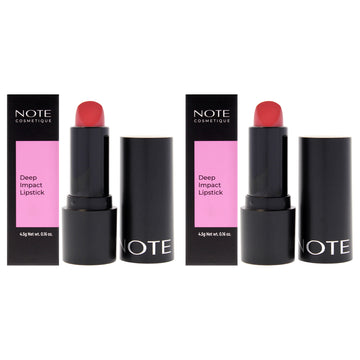 Deep Impact Lipstick - 04 Terracotta by Note Cosmetique for Women - 0.16 oz Lipstick - Pack of 2
