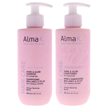 Shine and Glow Shampoo and Conditioner Kit by Alma K for Women - 2 Pc Kit 10.1oz Shampoo, 10.1oz Conditioner