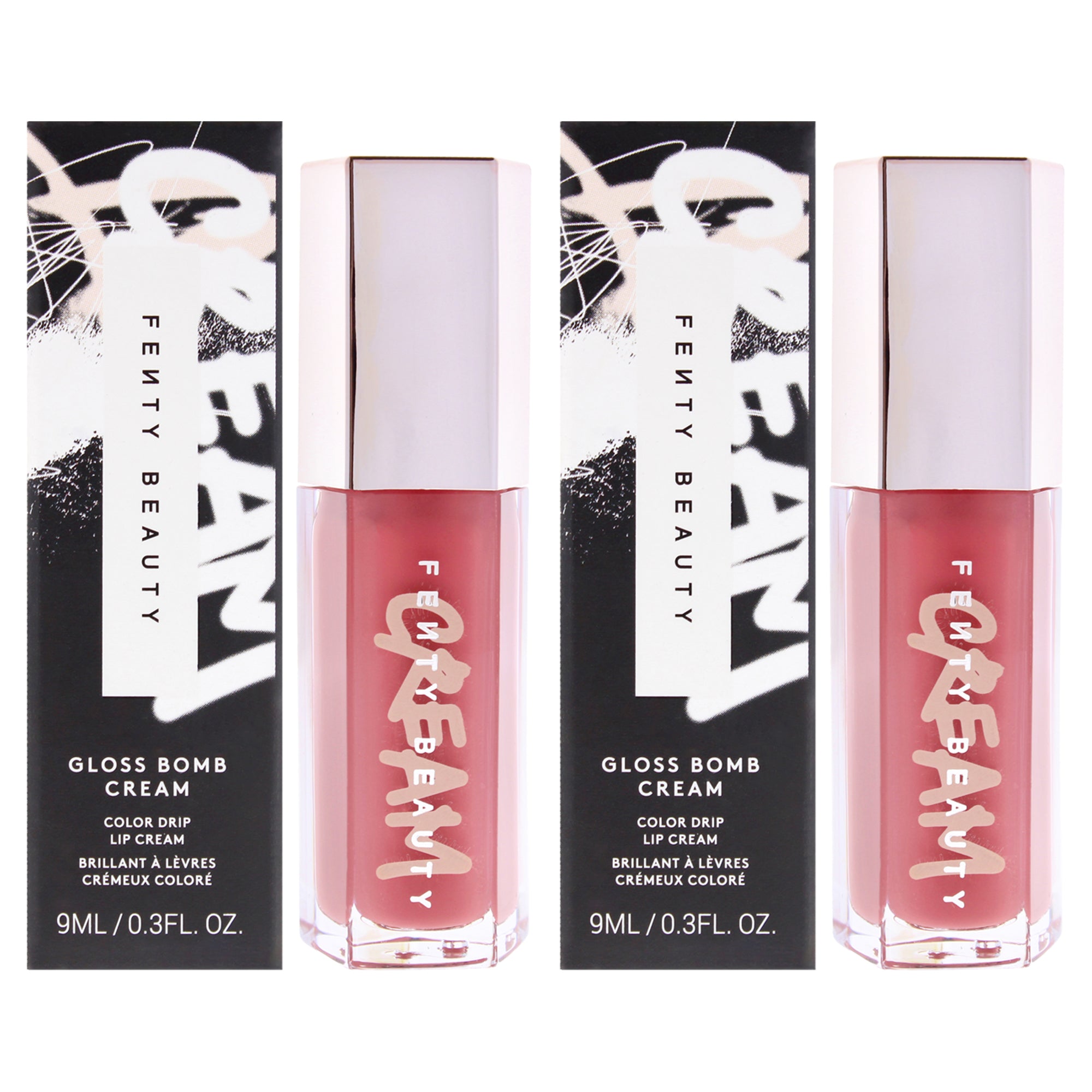 Gloss Bomb Color Drip Lip Cream Kit by Fenty Beauty for Women - 2 Pc Kit 0.3oz Lipstick - 02 Fenty Glow, 0.3oz Lipstick - 05 Fruit Snackz