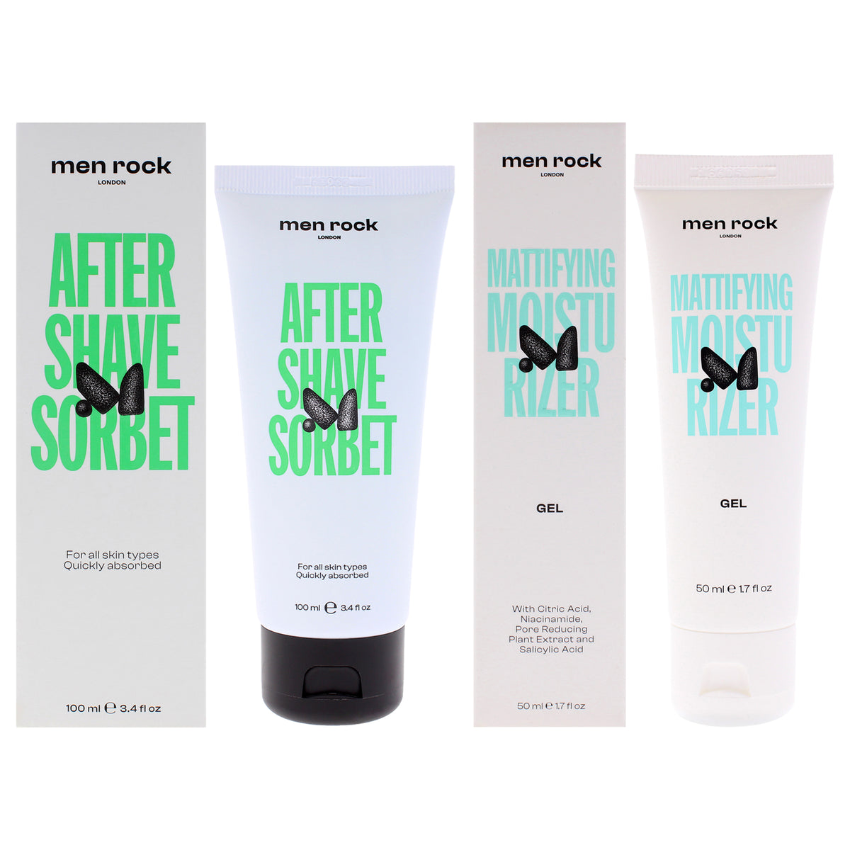 Men Rock Kit by Men Rock for Men - 2 Pc Kit 1.7oz Moisturizer, 3.4oz After Shave Sorbet