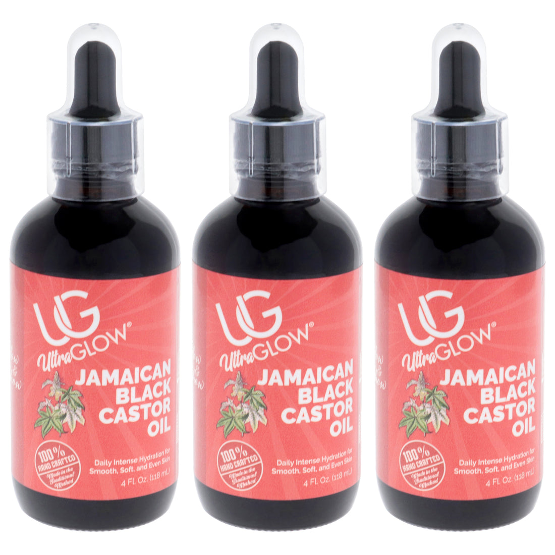 Ultra Glow Jamaican Black Castor Oil by UltraGlow for Unisex - 4 oz Oil - Pack of 3