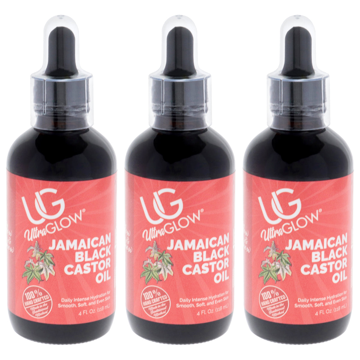 Ultra Glow Jamaican Black Castor Oil by UltraGlow for Unisex - 4 oz Oil - Pack of 3