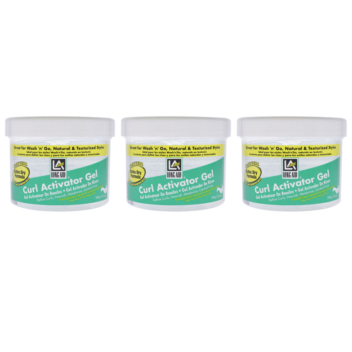 Long-Aid Curl Activator Gel - Extra Dry by Ampro for Women - 10 oz Gel - Pack of 3