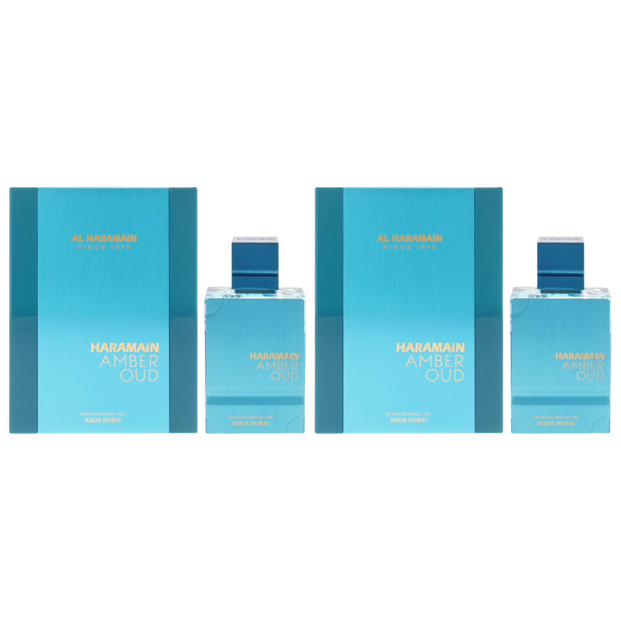 Amber Oud - Aqua Dubai Edition by Al Haramain for Unisex - 2.53 oz Extrait De Parfum Spray - Pack of 2