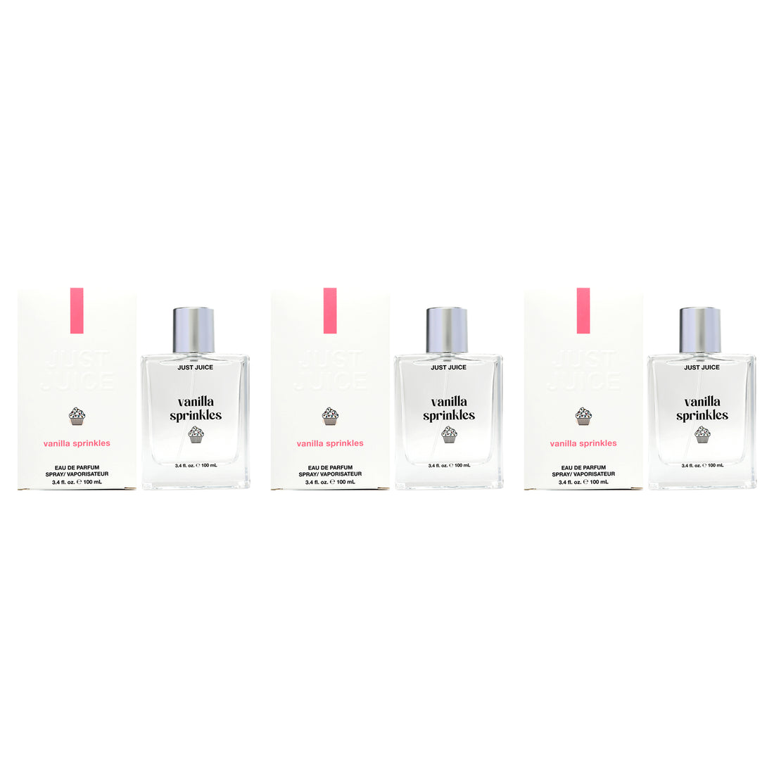 Vanilla Sprinkles by Just Juice for Unisex - 3.4 oz EDP Spray - Pack of 3