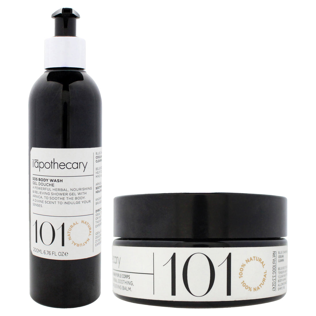 SOS Recovery Body Kit by Ilapothecary for Unisex - 2 Pc Kit 3.3oz Body Balm, 6.76oz Body Wash