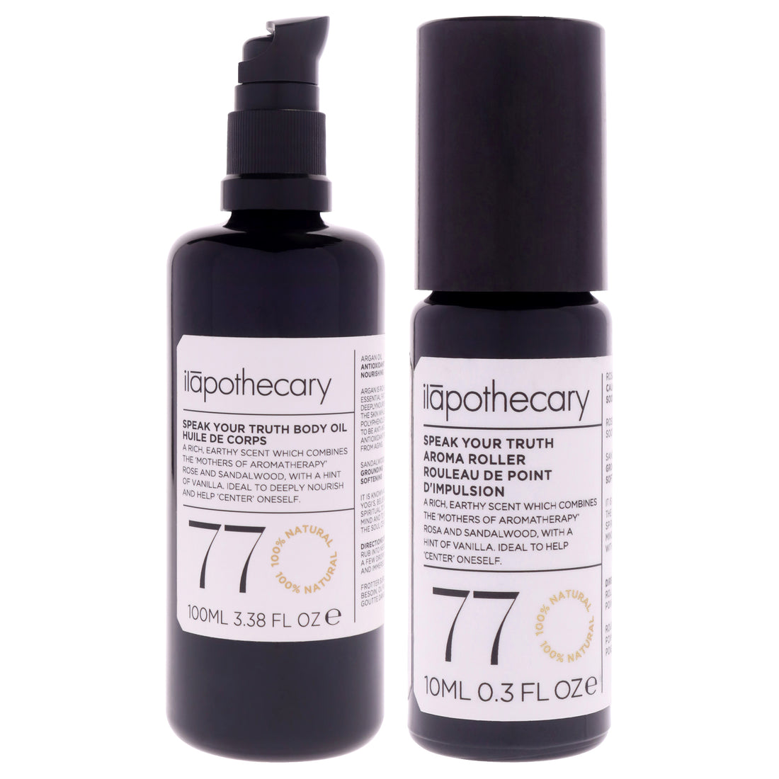 Speak Your Truth Mind and Body Ritual Kit by Ilapothecary for Unisex - 2 Pc Kit 3.38oz Body Oil, 0.3oz Aroma Roller