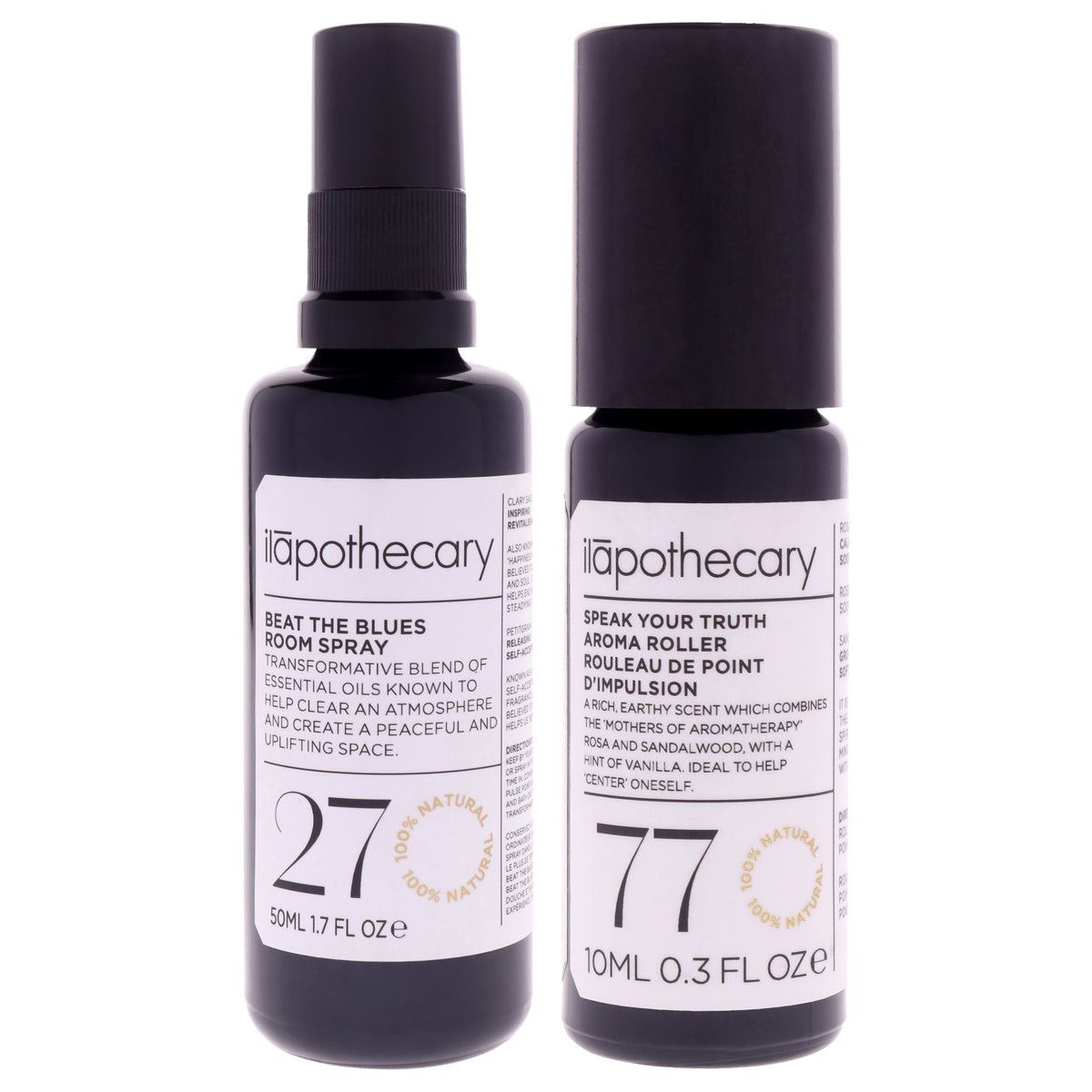 Emotional Balance Home and Wellness Kit by Ilapothecary for Unisex - 2 Pc Kit 1.7oz Room Spray - Beat The Blues, 0.3oz Aroma Roller - Speak You Truth