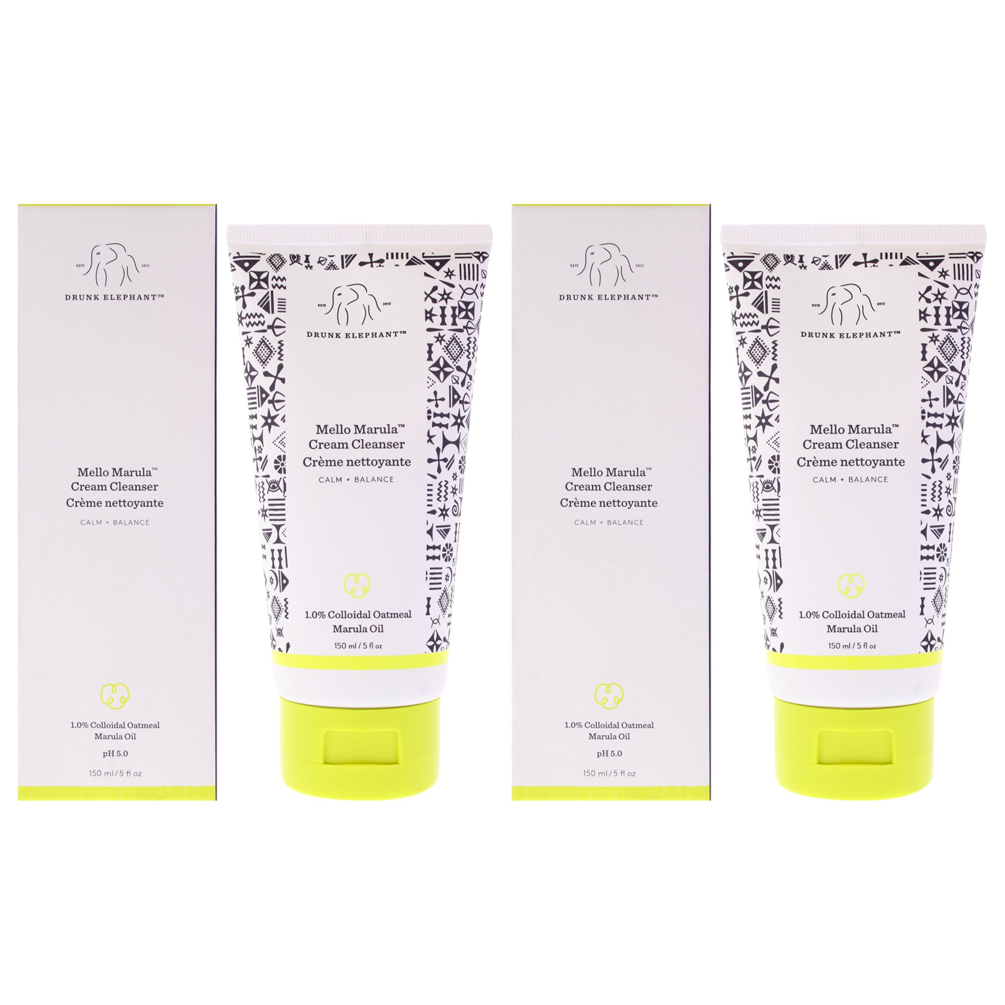 Mello Marula Cream Cleanser by Drunk Elephant for Unisex - 5 oz Cleanser - Pack of 2