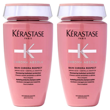 Chroma Absolu Bain Chroma Respect Shampoo by Kerastase for Unisex - 8.4 oz Shampoo - Pack of 2