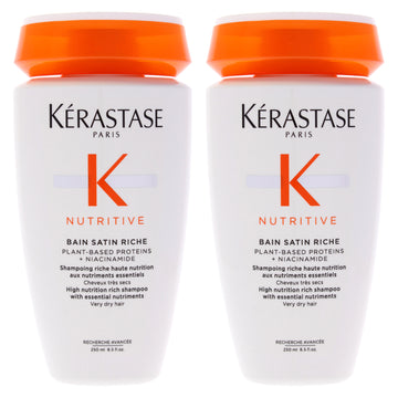Nutritive Bain Satin Riche Shampoo by Kerastase for Unisex - 8.5 oz Shampoo - Pack of 2