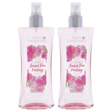 Pink Sweet Pea Fantasy by Body Fantasies for Women - 8 oz Body Spray - Pack of 2