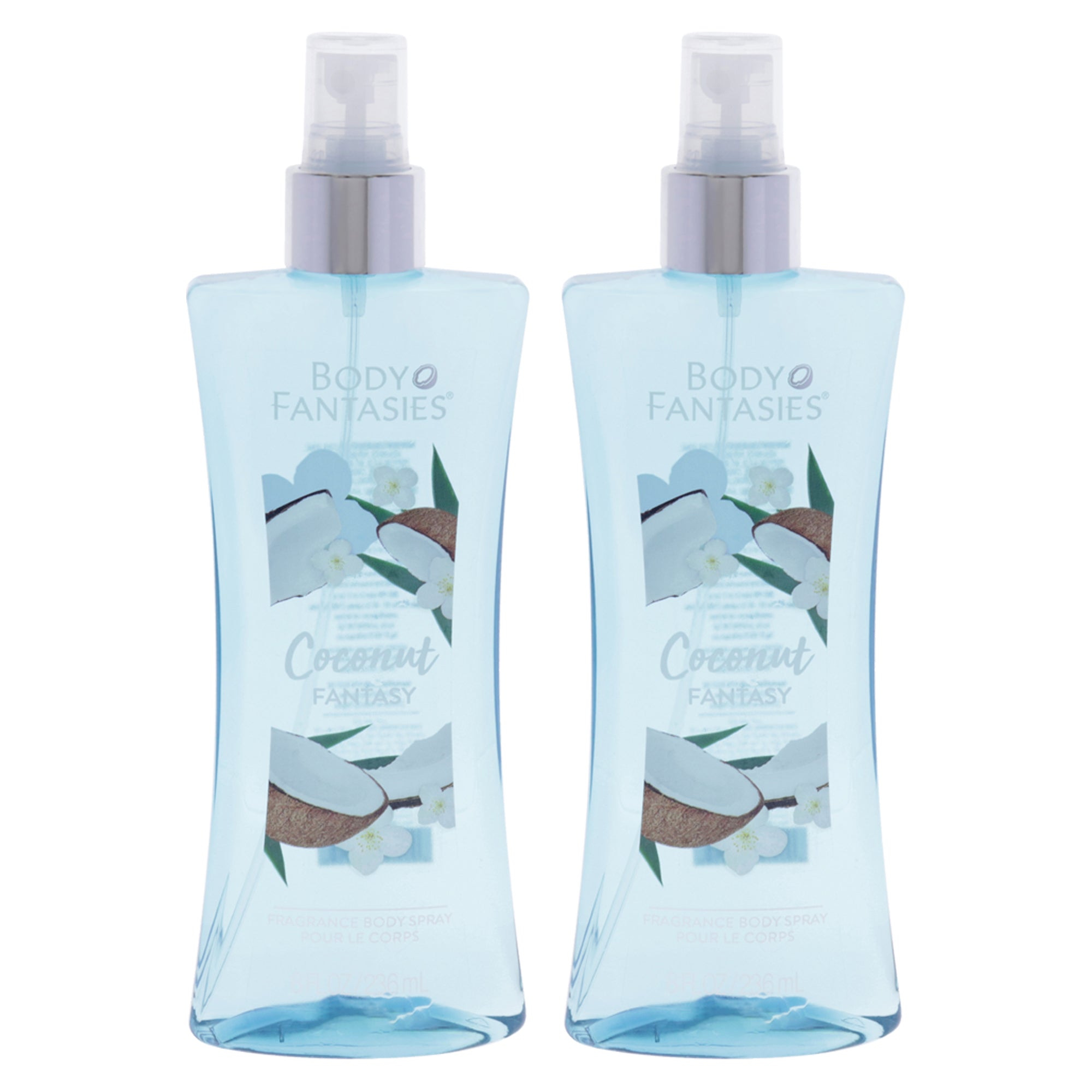 Coconut Fantasy by Body Fantasies for Women - 8 oz Body Spray - Pack of 2