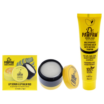 Lip Scrub Duo and Original Balm Kit by Dr. PawPaw for Women - 2 Pc Kit 0.84oz Original Balm, 0.55oz Lip Scrub and Lip Balm Duo Treatment