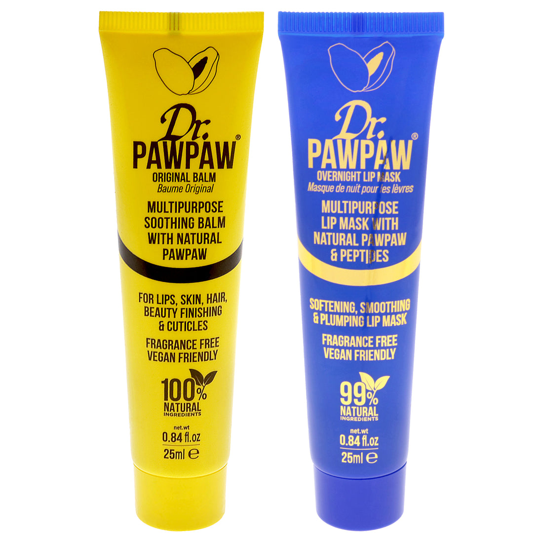 Original Lip Balm and Lip Mask Kit by Dr. PawPaw for Women - 2 Pc Kit 0.84oz Original Balm, 0.84oz Lip Mask - Overnight