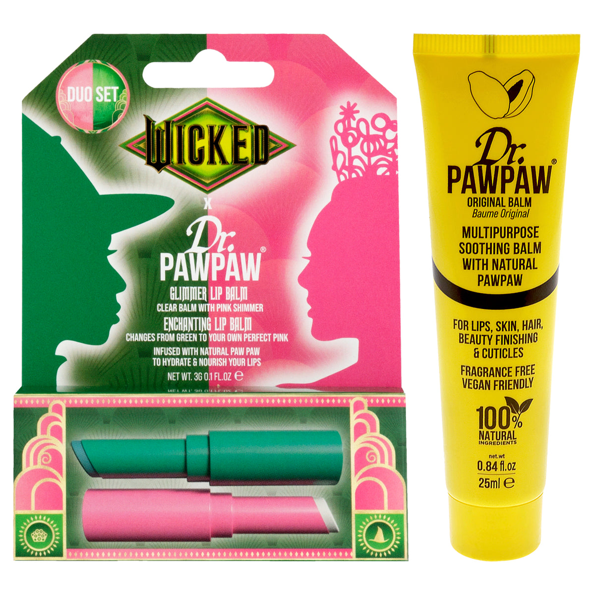 Wicked Duo and Original Kit by Dr. PawPaw for Women - 2 Pc Kit 2 x 0.1oz Balm - Wicked x Enchanting and Glimmer, 0.84oz Original Balm