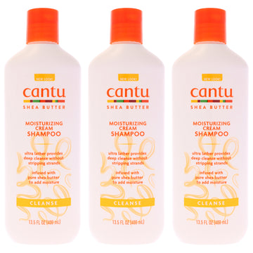 Shea Butter Moisturizing Cream Shampoo by Cantu for Unisex - 13.5 oz Shampoo - Pack of 3
