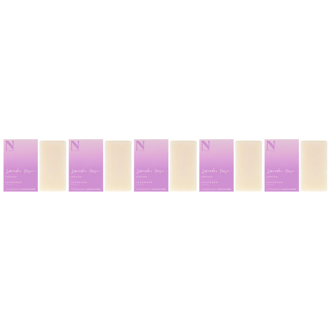 Castile Bar Soap - Lavender Haze by Dr. Natural for Unisex - 4 oz Soap - Pack of 5