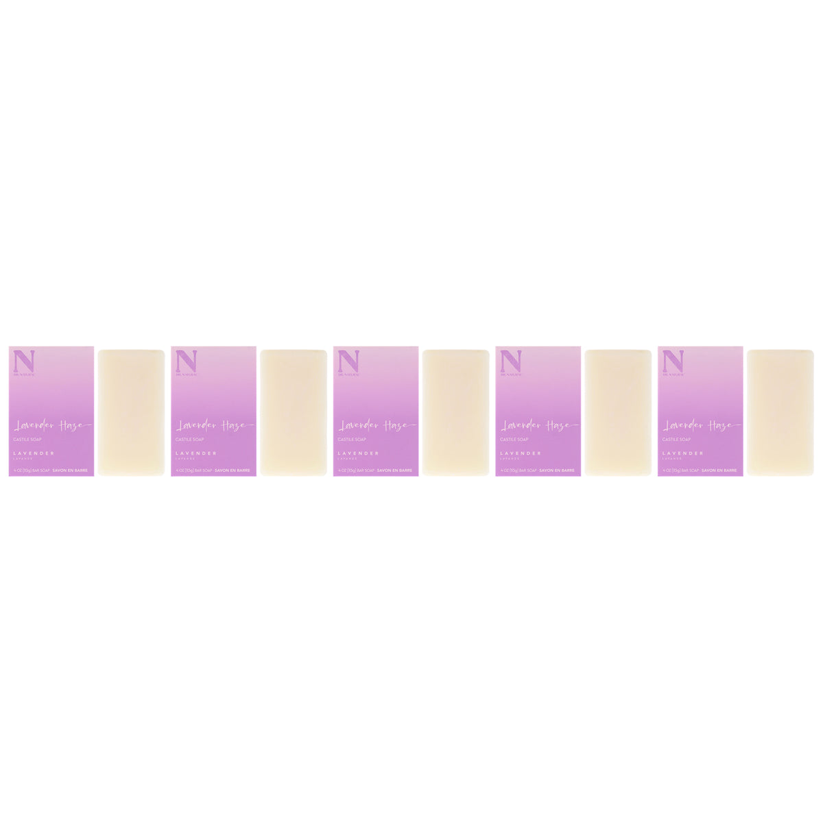 Castile Bar Soap - Lavender Haze by Dr. Natural for Unisex - 4 oz Soap - Pack of 5