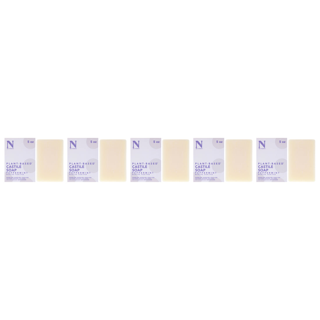 Castile Bar Soap - Peppermint by Dr. Natural for Unisex - 5 oz Soap - Pack of 5